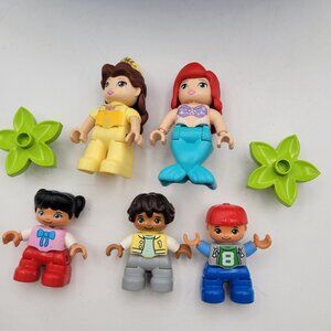 Lego Duplo Lot of Minifigures - Ariel Belle Girl Boys Flowers - 7 Pieces